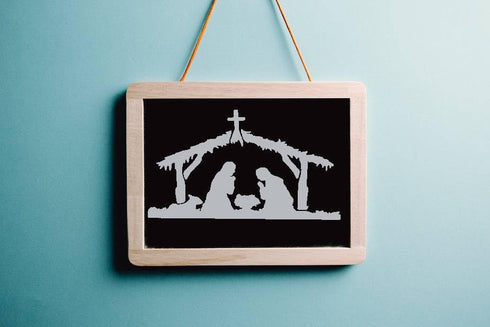 Baby Jesus in Bethlehem Manger Stencil, 11" x 8.5" - Custom Christmas Nativity Design for Holiday Crafts