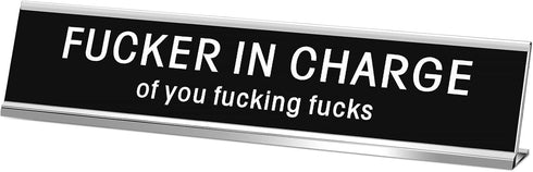 Funny Desk Signs for Office - Novelty Nameplate Black Desk Plaque for Women Men, Coworker Gift, 10 x 2 Inch
