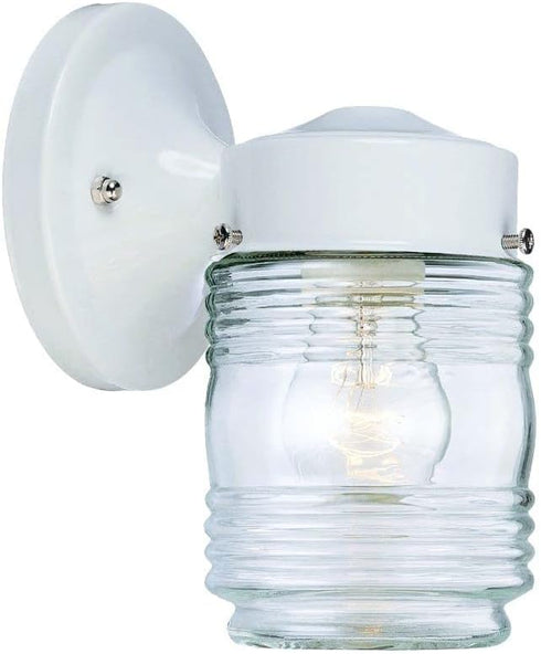 HomeRoots White Standard Jelly Jar One Light Outdoor Wall Light