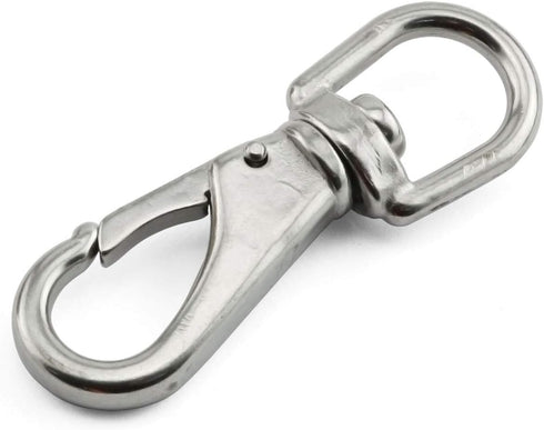2-Pack M5 Swivel Eye Snap Hook 304 Stainless Steel Multi-Use Spring Snap Hook for Boat Marine Pet Chains