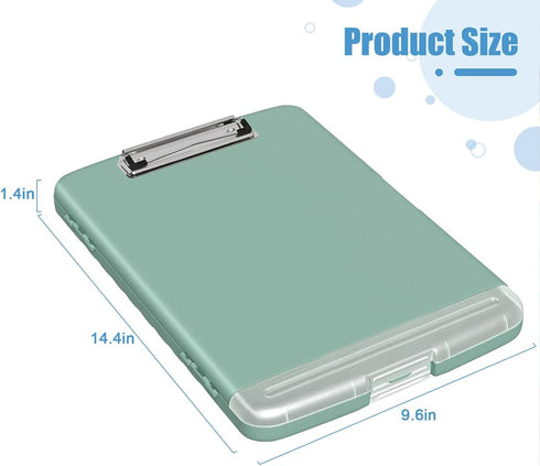Hongri Plastic Clipboard with Storage - Heavy Duty Side Opening Clipboard with Slim Storage Box (Green)