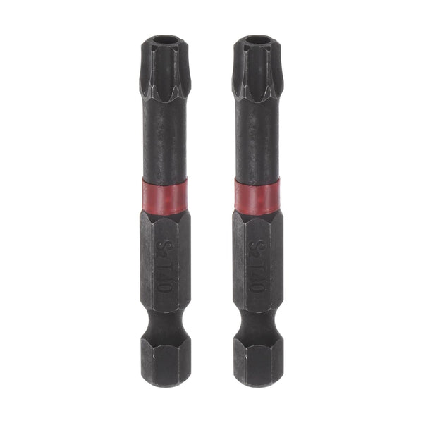 2pcs T40 Impact Rated Torx Bit 1/4" Hex Shank, 2" Length Magnetic Security Star Screwdriver Power Tool