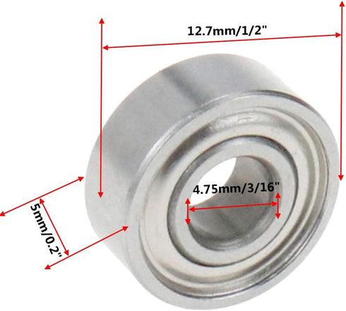 R3ZZ Double Shielded Deep Groove Ball Bearing 3/16" Inner Dia 1/2" Outer Dia - 20pcs