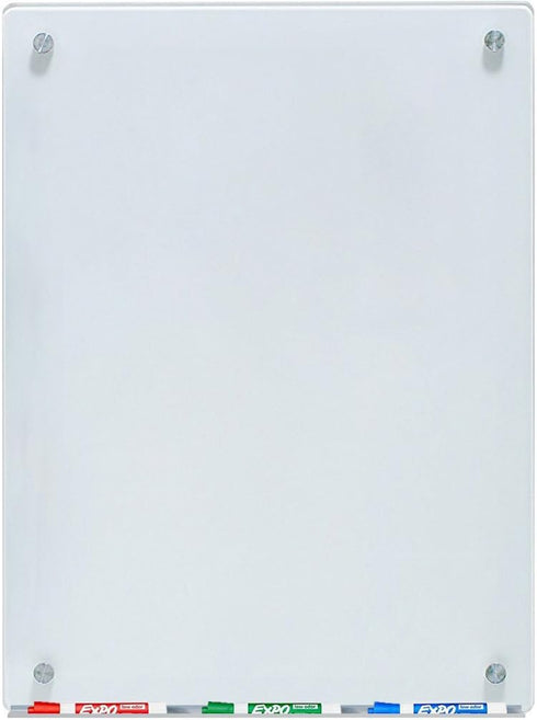 Audio-Visual Direct White Glass Dry-Erase Board Set - 2' x 1.5', Includes Hardware & Marker Tray (Non-Magnetic)