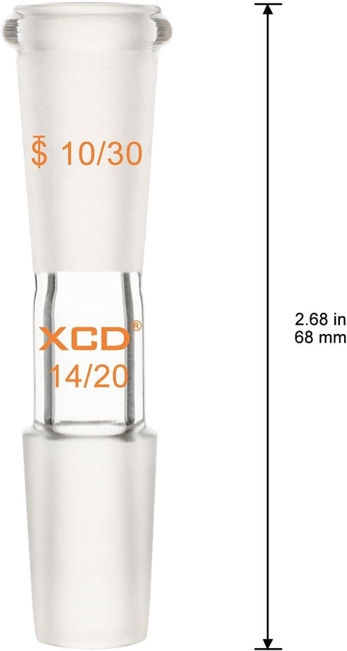 XCD Glass Reducing Connecting Adapter, Borosilicate Glass Adapter for Laboratory Use, 10/30 Outer to 14/20 Inner Joint Connecting Adapter for Lab Equipment