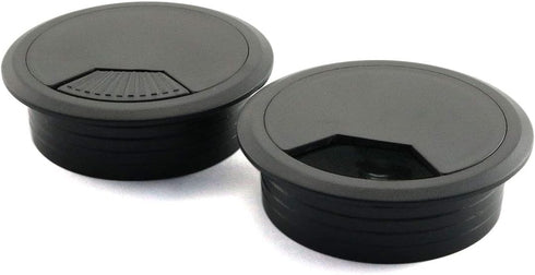 2pcs 2 inch Desk Wire Cord Cable Grommets, Hole Cover for Office PC Desk Cable Organizer, Plastic Cover Black
