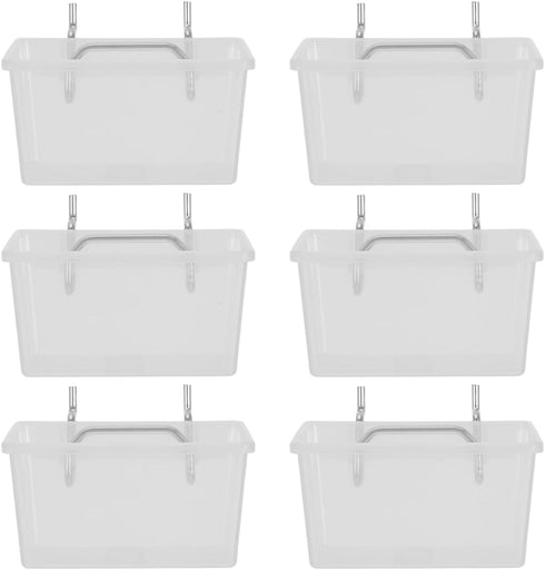 6Pcs POPETPOP Pegboard Bins Kit with Hooks Clear Plastic Storage Organizer Bins for Workbench Garage Tool Parts