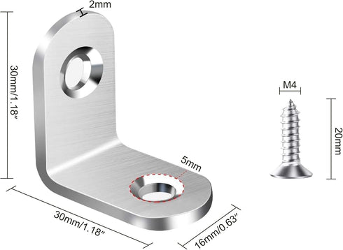 HDTXZYGOOD 20pcs 30mmx30mm 90 40pcs (1.18 1.18 inch) MONKIPAER L Brackets Corner Brace, Heavy Duty Small Brackets