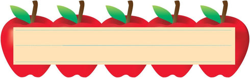 Hygloss Die-Cut Name Plate - Great Teaching Tool - Red Apples - 9.5 x 3 inches - 30 Pk for Classroom