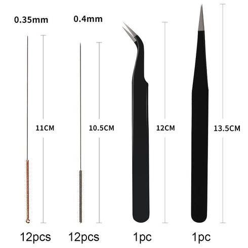 3D Printer Nozzle Cleaning Tool Kit with 27pcs Accessories, 0.4mm 0.35mm Needles, Tweezers, and Drill Bits