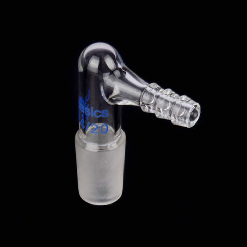 Glass 90 Degree Vacuum/Gas Adapter, Borosilicate Glass Bent Inlet with 14/20 Inner Joint for Lab Supply