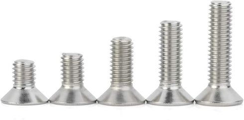 M6-1.0 Flat Head Socket Cap Screws, 10/12/16/20/25mm, Allen Socket Drive, Stainless Steel 18-8 (304), 50 PCS, DIN 7991