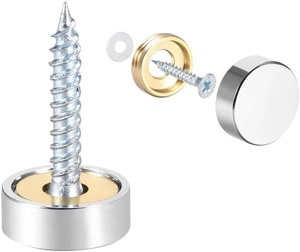 uxcell Mirror Screws Decorative Caps Cover Nails, Polished Stainless Steel, 14mm, 4pcs