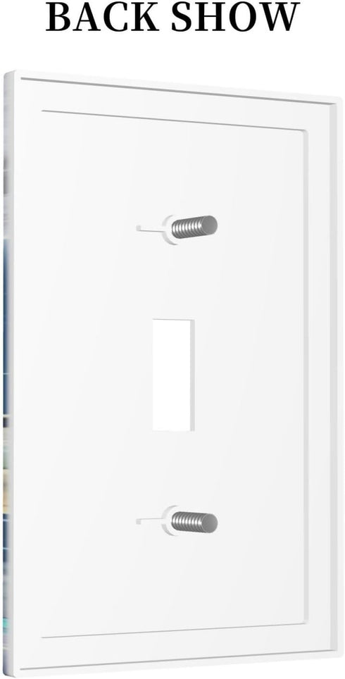 HTSAHKV 3 5 Inch White Dragon Moon Wall Plate Light Switch Cover Single Gang Outlet Faceplate Print Plate Cover X