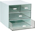 LETURE Desk Organizer with 4 Drawers - Clear Plastic Storage Box for Office Supplies, Gel Pens, Pencils