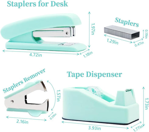 Teal Office Supplies, Teal Office Supplies and Accessories, Mint Green Stapler and Tape Dispenser Set for Women, Green Office Desk Accessories, Office Gift for Women, Office Lady, Coworkers by Htkbsnyes