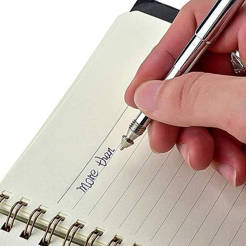 Silver Retractable Mini Pen, Stainless Steel Pocket Tool for Students, Office Staff, and Construction Workers