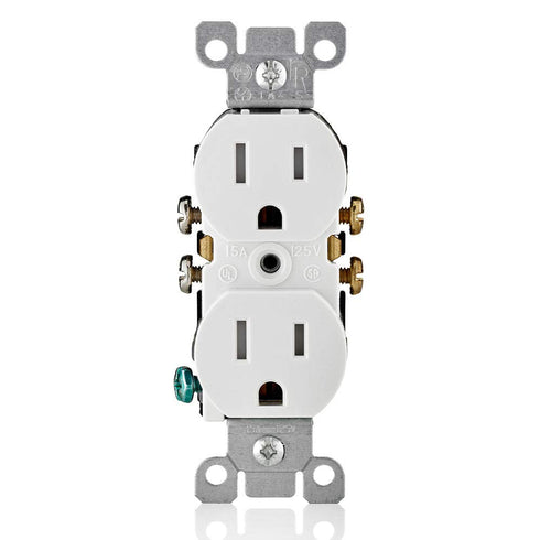 Leviton T5320-WMP 15 Amp 125V Tamper Resistant Duplex Receptacle, White, 10 Count
