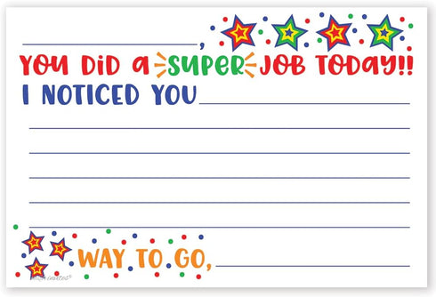 m&h invites Super Job - Teacher Notes to Parents, Classroom Incentive Cards for Good Behavior, Package of 50