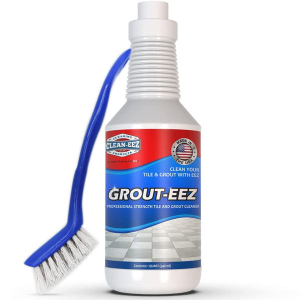 Clean-eez Grout-eez Tile Cleaner with Handheld Brush 32 oz Heavy-Duty Stain Remover