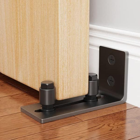ZEKOO Barn Door Floor Guide - Flush Design Bottom Flat Floor Guide, Adjustable Wall Mount Stay Roller Black Barn Door