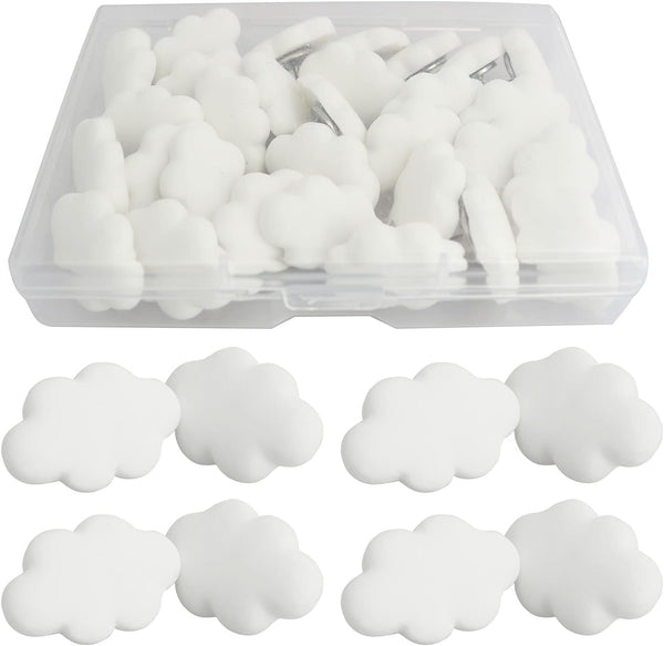 yyangz Cloud Pushpin 30PCS White Decorative Cloud Push Pins for Wall Hanging, Memo DIY Craft Gift Bags, Home Decor