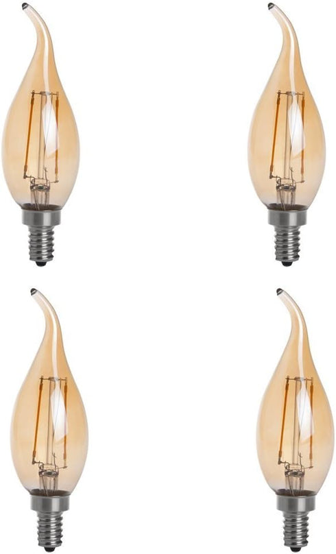 HERO-LED CA10-DSGT-2W-WW22 Dimmable Gold Tint CA10 E12 2W Candelabra Style LED Filament Chandelier