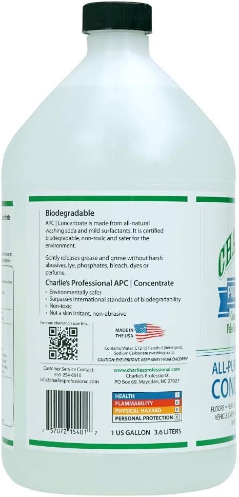 1 CHARLIE'S PROFESSIONAL Biodegradable Non-Toxic All Purpose Cleaner Concentrate, Gallon