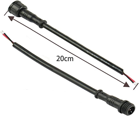 2 Pin Electrical Connector, 20AWG IP68 Male Female Plug LED Connectors with 20CM Cable for Outdoor LED Strip Lights (5