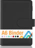 Sooez A6 Binders, Budget Binder, 6 Ring Binder with Magnetic Buckle Closure, A6 Leather for Women