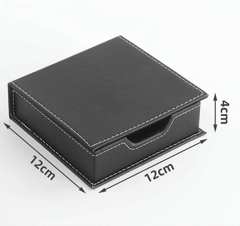 luzen Square PU Leather Self-Stick Note Pad Holder Box, Desktop Sticky Notes Box for Home Office, Black
