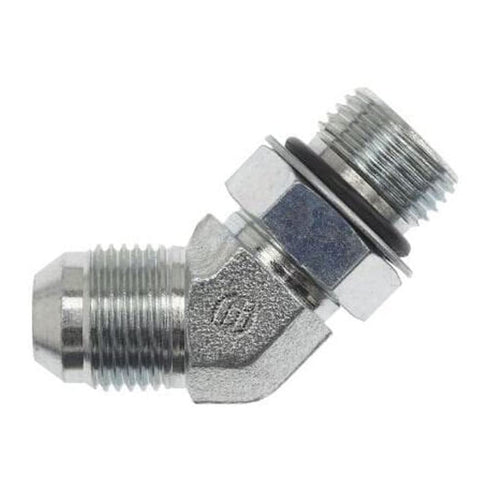 Brennan Industries 6802-10-10-NWO-FG Forged Steel 45 Degree Elbow Tube Fitting, 7/8"-14 SAE x 7/8"-14 SAE Thread, 5/8" Male JIC x 5/8" Male Adjustable O-Ring Boss