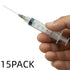 15 Pack 5ml 22Ga Plastic Syringe, Individually Wrapped for Scientific Labs, Industrial Dispensing, Animal Supplies