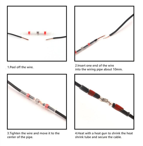 DINGYUAN 200PCS Solder Seal Wire Connectors, Waterproof & Insulated Heat Shrink Butt Connectors for Automotive