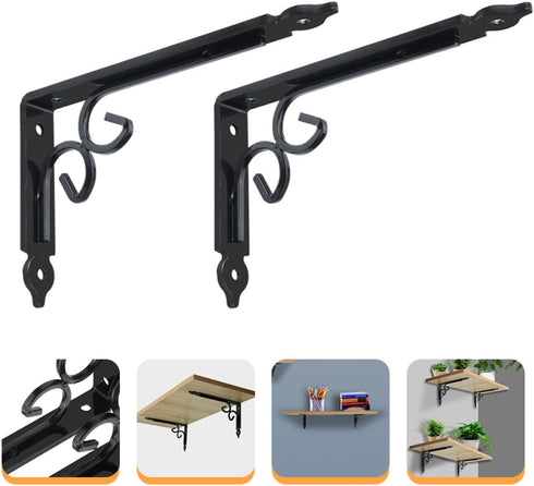 2pcs Luxshiny Heavy Duty Iron Angle Wall Brackets Shelf Support for DIY Storage and Workbench Low Profile Load-Bearing