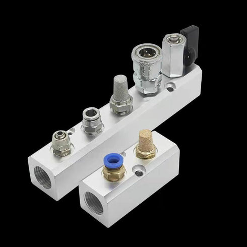 4 Way Pneumatic Manifold Air Distribution Block, G1/2 Supply Port, G1/4-Inch Output Port, Aluminum Alloy