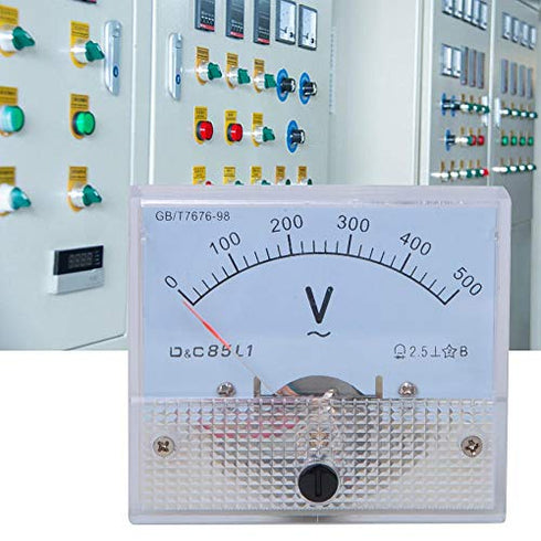 Square Analog Volt Pointer Needle Panel Meter, AC Pointer Voltmeter 0-500V Scale Range Voltage Test