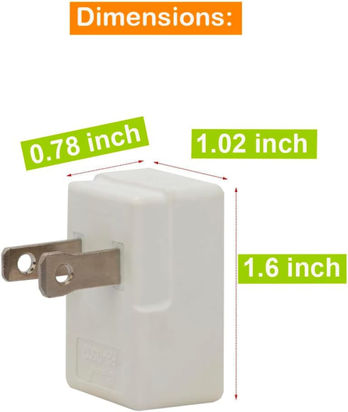 Polarized 2-Prong L Type Adapter, Vertical Right Angled AC Adapter, NEMA 1-15P USA Outlet Saver