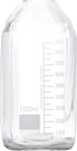 4 Pack 1000 mL Graduated Square Glass Bottle with GL45 Orange Polypropylene Screw Cap