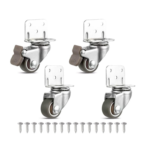 nerilee 4PCS Furniture Casters Crib Rubber Wheel L Type 1 inch 360 Degree