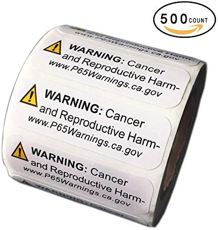 FirstZi California Prop 65 Warning Labels - CA P65 Sticker Paper Sign - 0.5x1.5 Inches - 500 Stickers per Roll