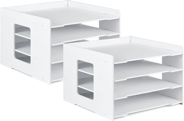 Juexica 2 Pack Scrapbook Paper Organizer, 12.6 x 12.6 x 8.3 Inches, 4 Tier File Organizer for Desk, Stackable Paper