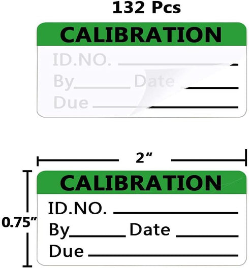 Calibration Stickers, Green Black Word Calibration Labels, Self Laminating Protects Writing from Smearing, 132