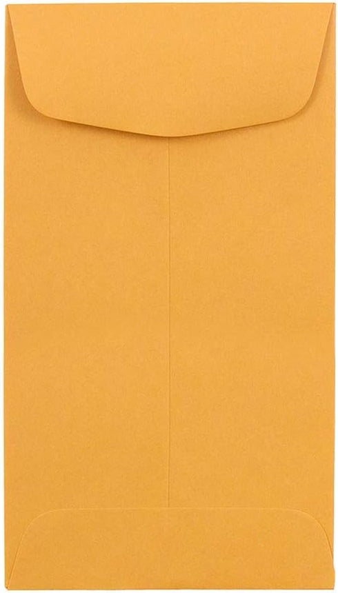 JAM PAPER #6 Coin Business Envelopes - 3 3/8 x 6 - Brown Kraft - 50/Pack