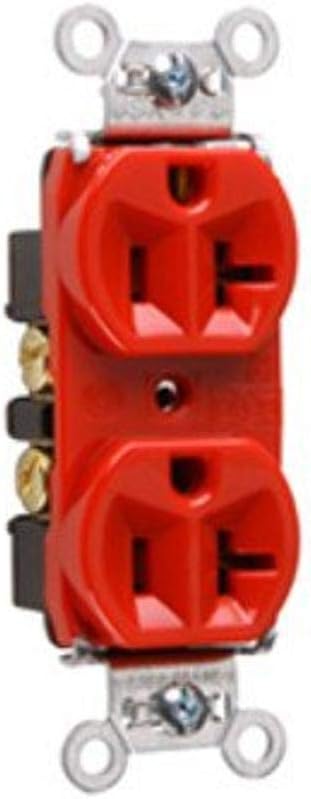 Legrand Pass & Seymour 5362RED 20 Amp 125V Hard Use Specification Grade Duplex Receptacle Outlet, Back and Side Wire, Red (1 Count)