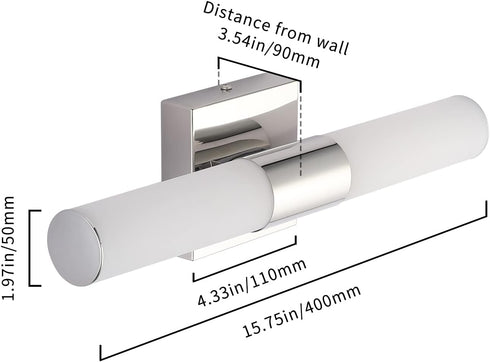 16" Inches 8W 6000K Bathroom Vanity Light Fixture, Chrome LED Mirror Lights for Bathroom Wall Sconces Bar Lighting