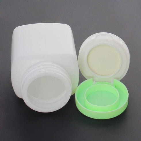 Othmro 6pcs PE Lab Chemical Reagent Bottle, 90ml Wide Mouth Sample Sealing Liquid Storage, White Container Green Cap