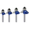 BENESOON 4PCS 45 Degree Chamfer Router Bit Set 1/4 inch Shank, 1/4", 3/8",