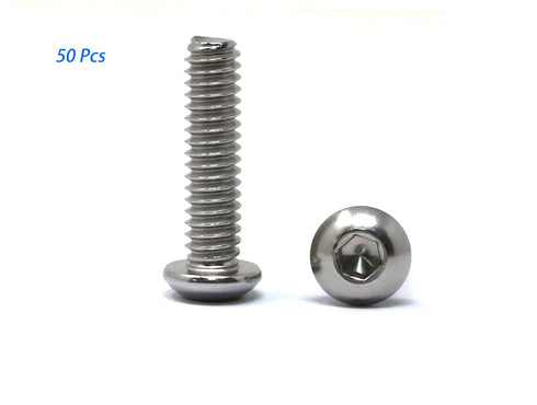 iexcell 50 Pcs 1/4-20 x 1 Stainless Steel 304 Hex Socket Button Head Cap Screws Bolts Kit