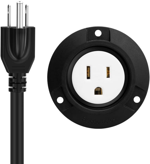 (1.6Feet) Waterproof 15Amp 125V Outdoor Power Outlet Extension Cord, SJTW 14AWG, Nema 5-15R